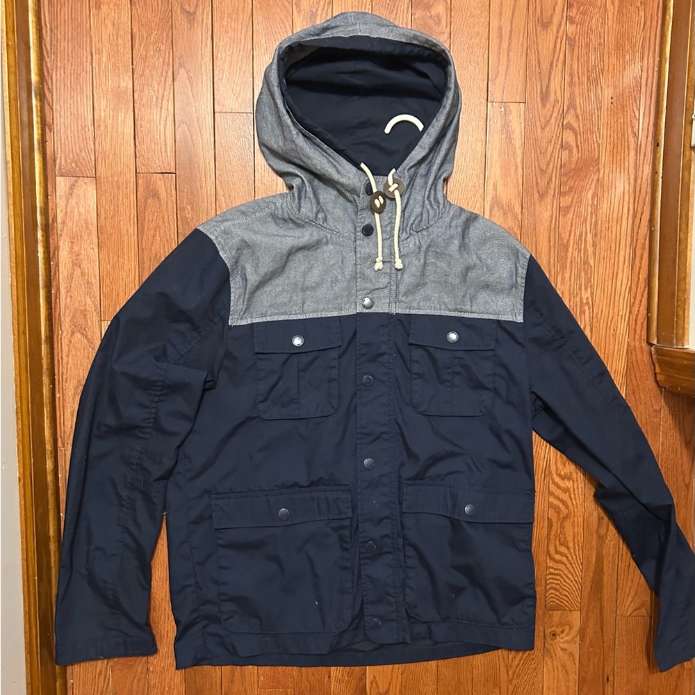 H&M Navy and Gray Hooded Jacket